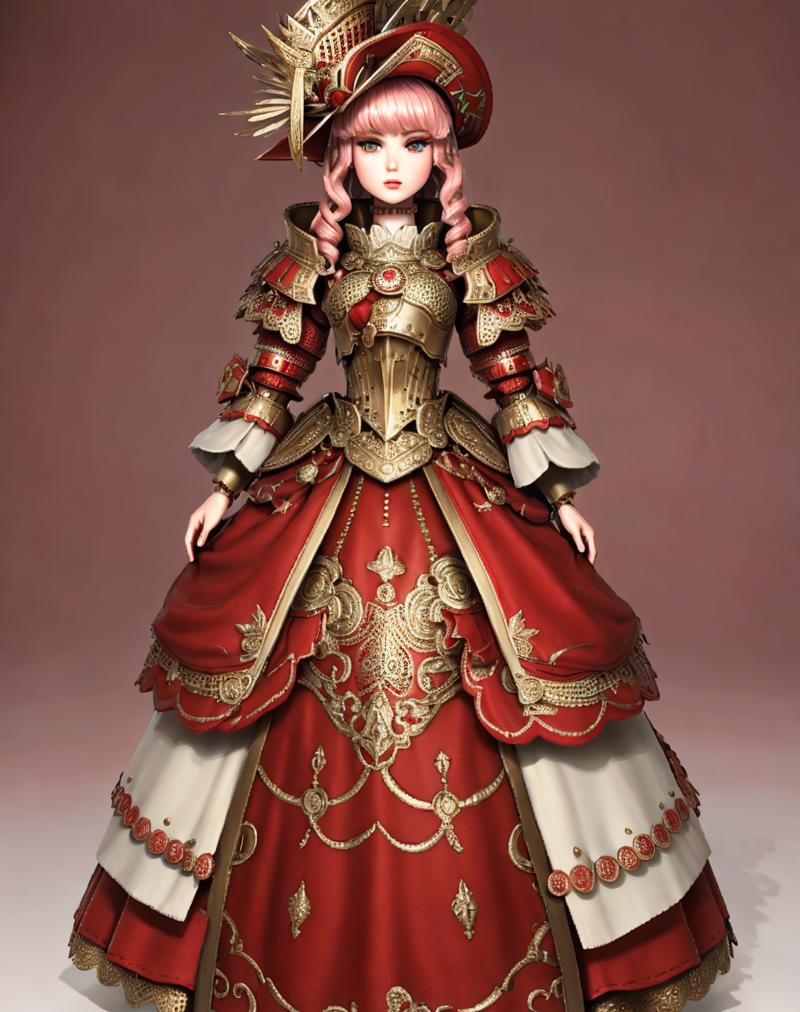 02662-1220459125-8K, Masterpiece, highres, absurdres,_pencil_dress,edgBisqueDoll, a doll with a [armor_dress] and a hat ,wearing  edgBisqueDoll_c.png